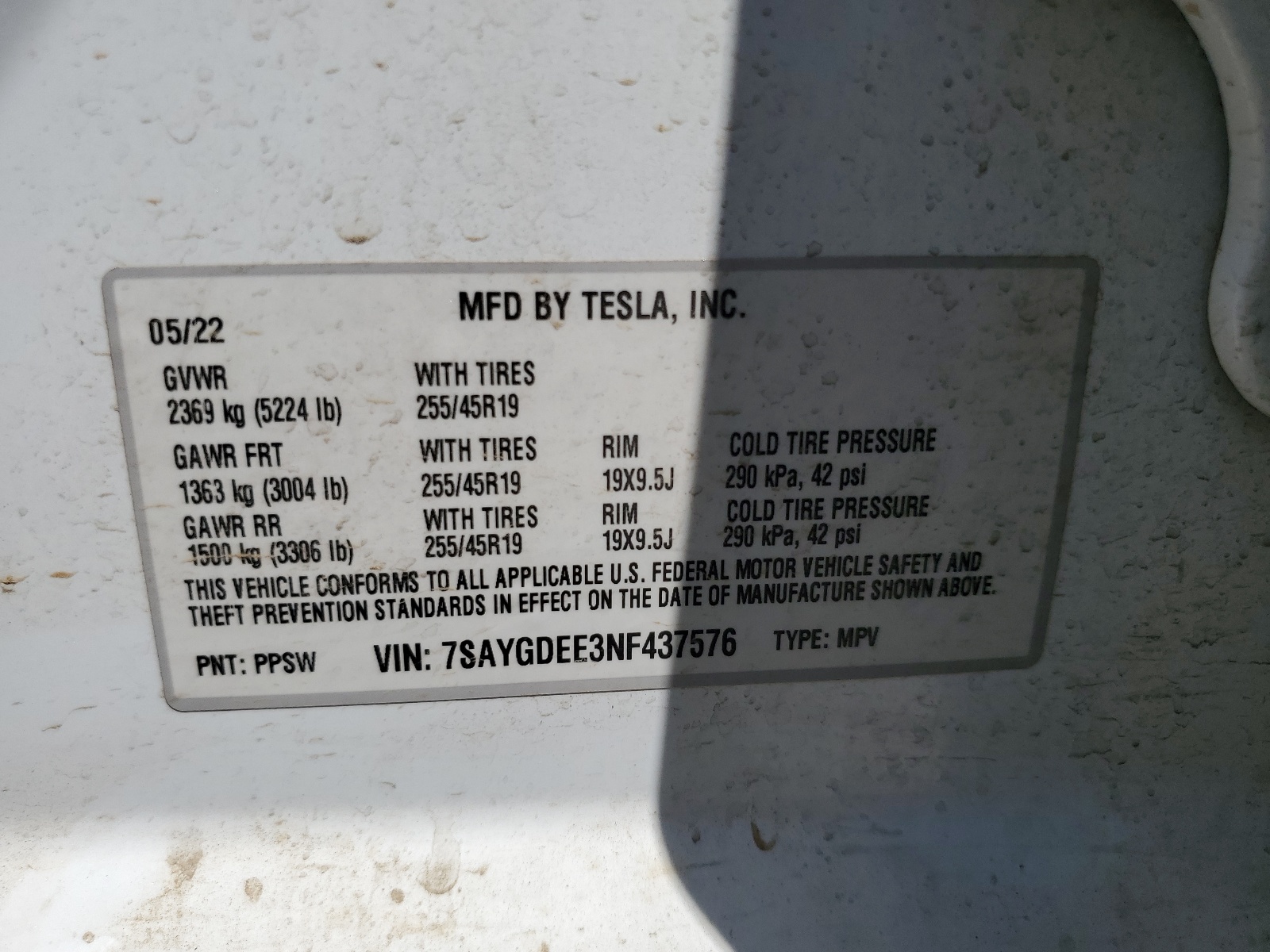 7SAYGDEE3NF437576 2022 Tesla Model Y