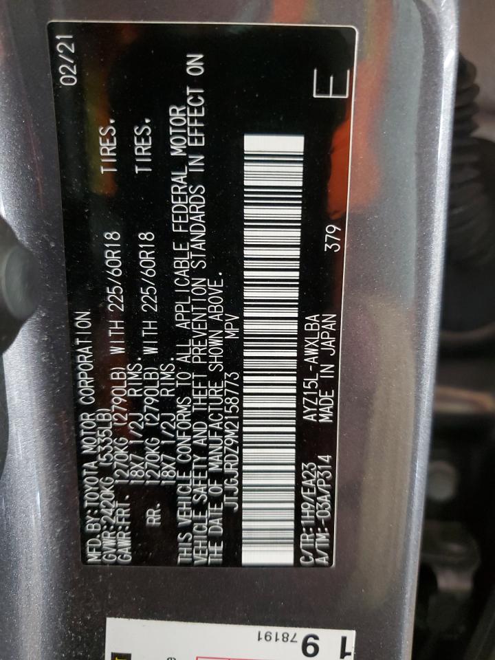 VIN JTJGJRDZ9M2158773 2021 LEXUS NX no.13