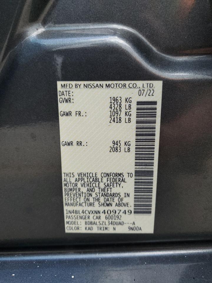 1N4BL4CVXNN409749 2022 Nissan Altima Sr