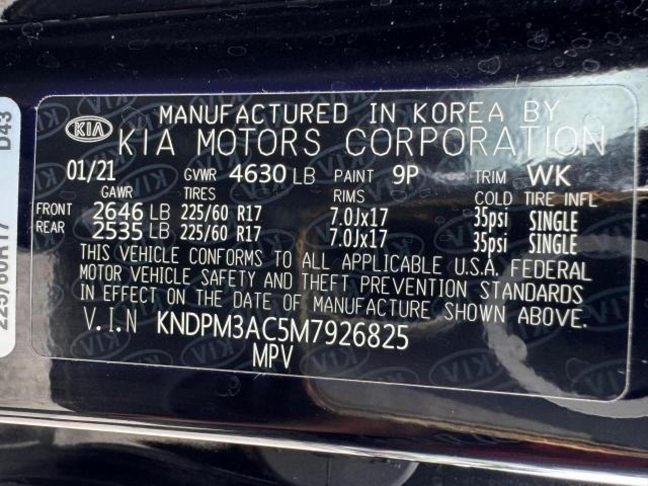 KNDPM3AC5M7926825 2021 Kia Sportage Lx