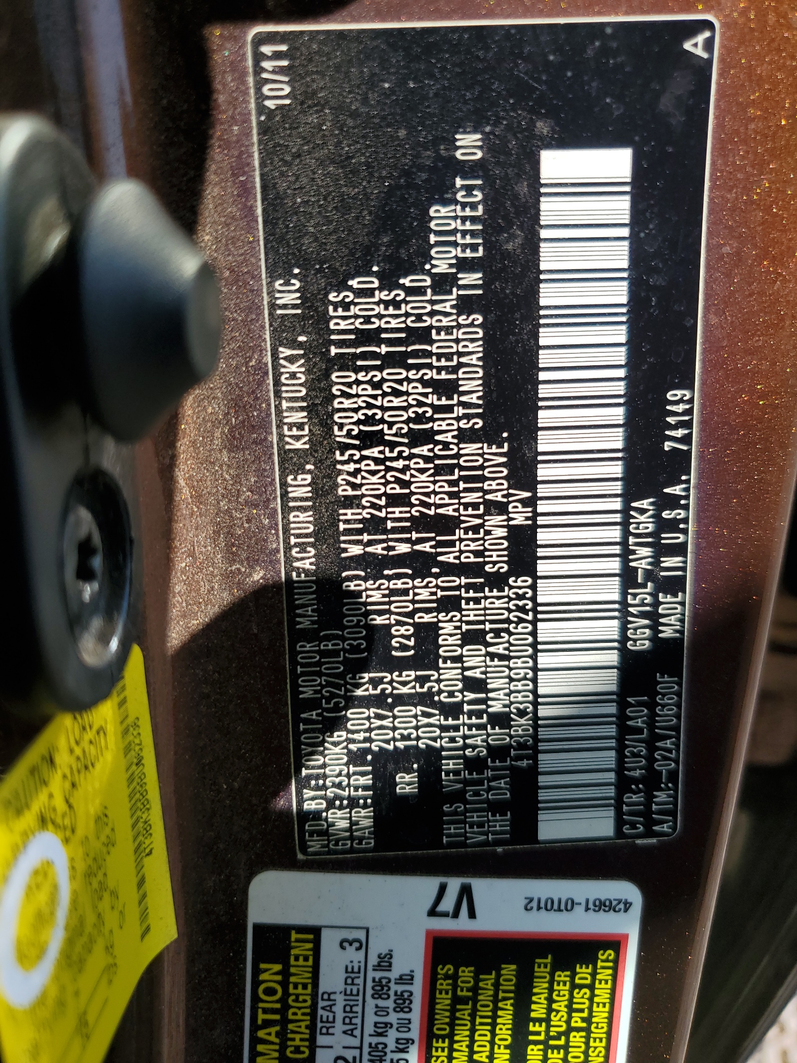 4T3BK3BB9BU062336 2011 Toyota Venza