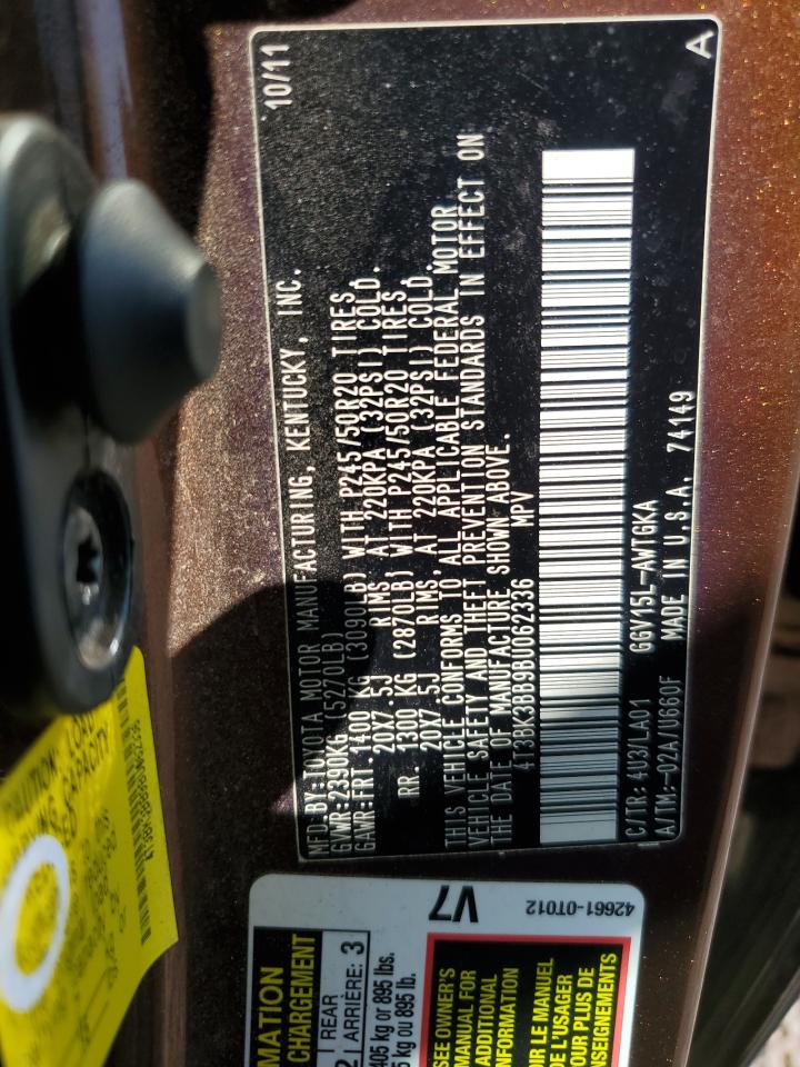 2011 Toyota Venza VIN: 4T3BK3BB9BU062336 Lot: 69063844