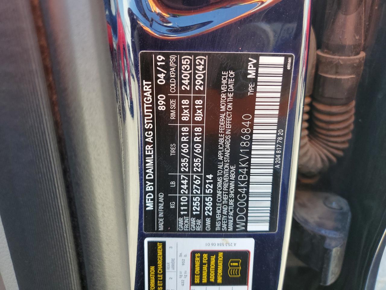 WDC0G4KB4KV186840 2019 MERCEDES-BENZ GLC - Image 13