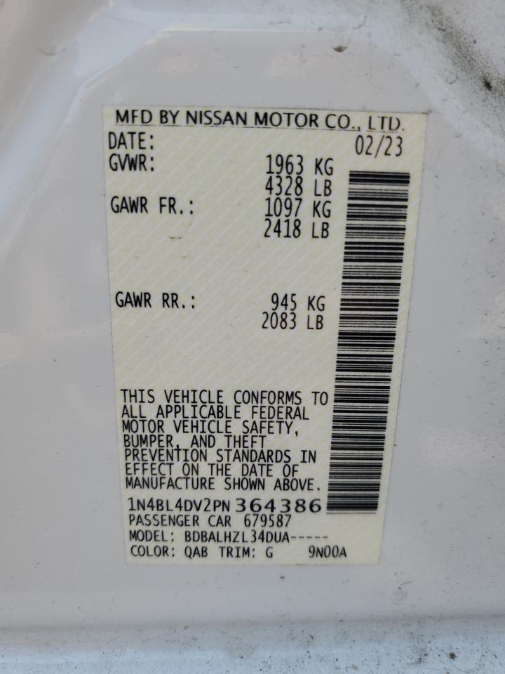 1N4BL4DV2PN364386 2023 Nissan Altima Sv