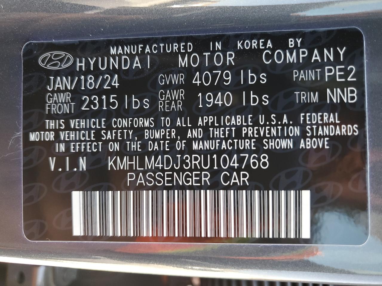 2024 Hyundai Elantra Blue VIN: KMHLM4DJ3RU104768 Lot: 69268834