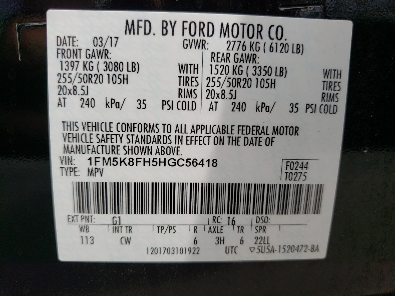 1FM5K8FH5HGC56418 2017 FORD EXPLORER - Image 13