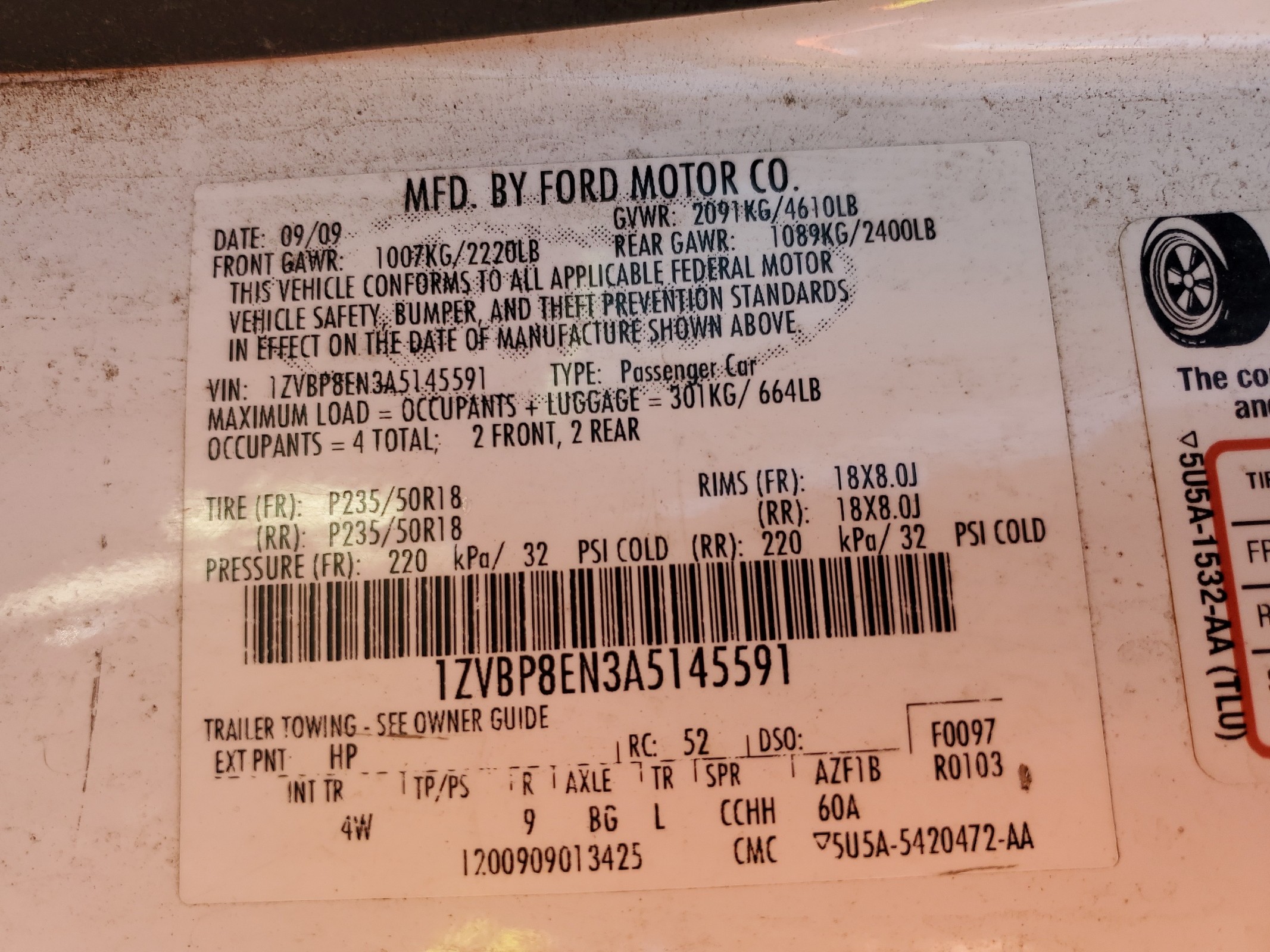 1ZVBP8EN3A5145591 2010 Ford Mustang