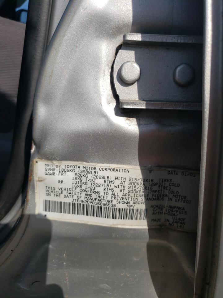 2003 Toyota Rav4 VIN: JTEHH20V036086538 Lot: 65855554