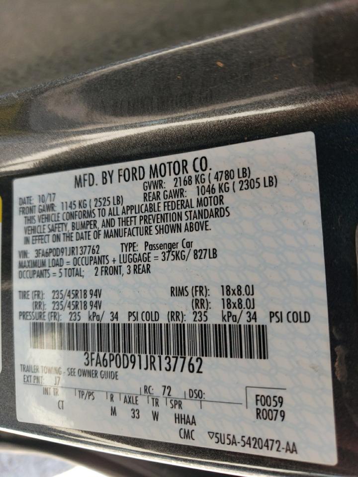 3FA6P0D91JR137762 2018 Ford Fusion Titanium/Platinum