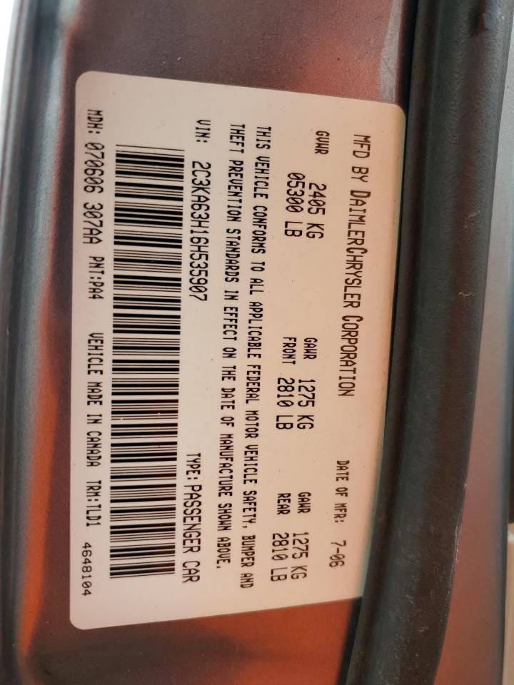 2006 Chrysler 300C VIN: 2C3KA63H16H535907 Lot: 67767854