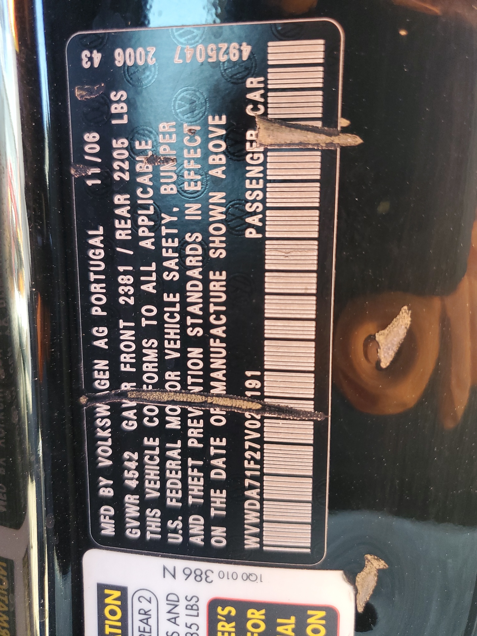 WVWDA71F27V027191 2007 Volkswagen Eos 2.0T Sport