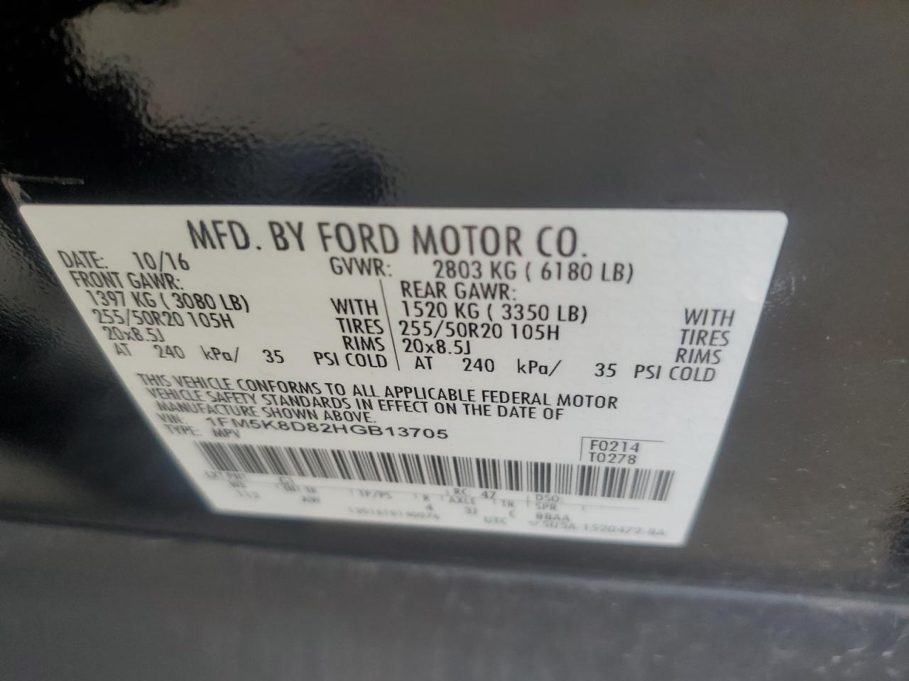 1FM5K8D82HGB13705 2017 FORD EXPLORER - Image 13