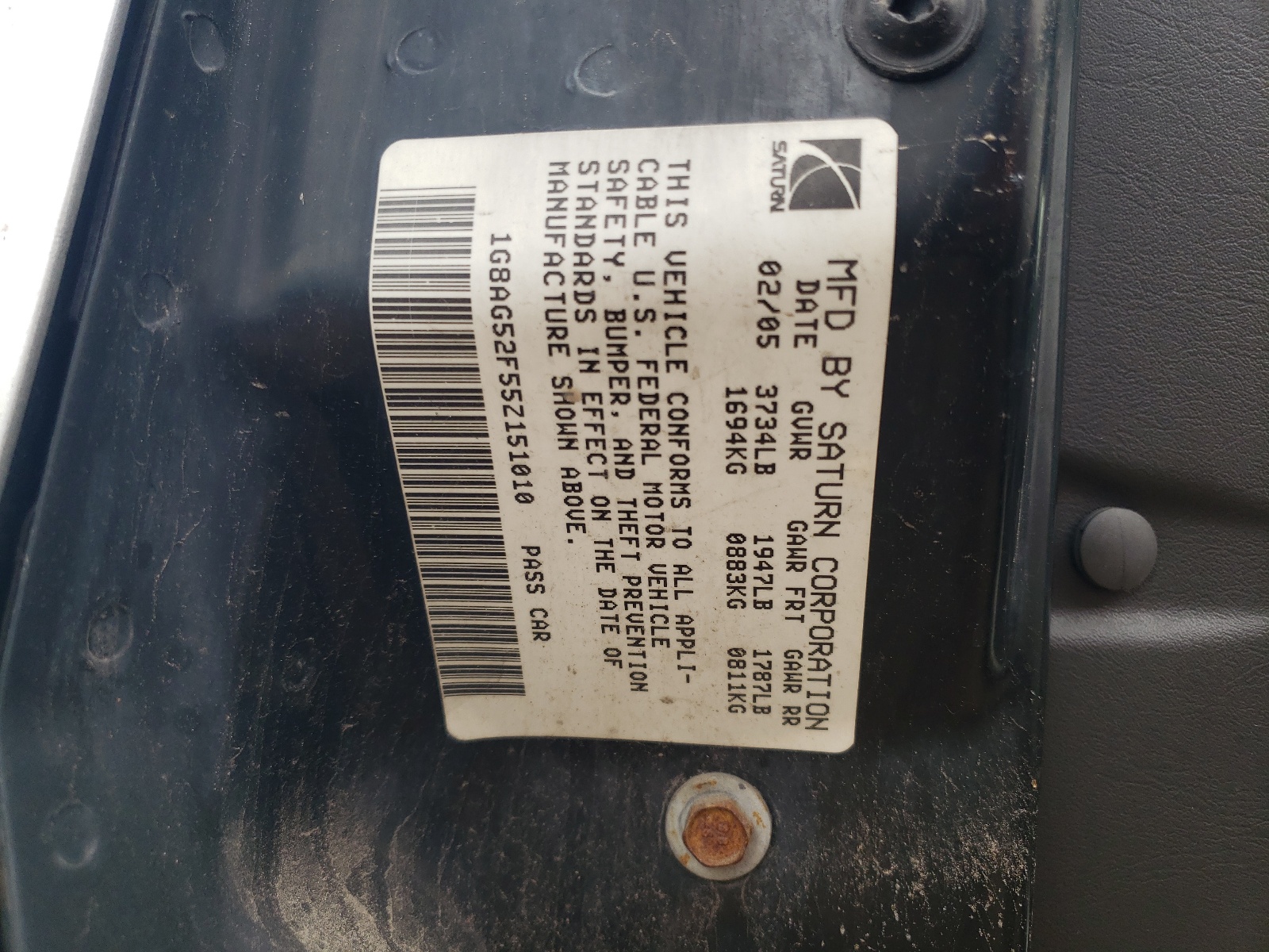 1G8AG52F55Z151010 2005 Saturn Ion Level 1