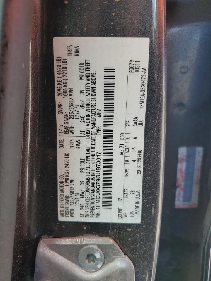 2016 Ford Escape Se VIN: 1FMCU0G79GUB73017 Lot: 65787564