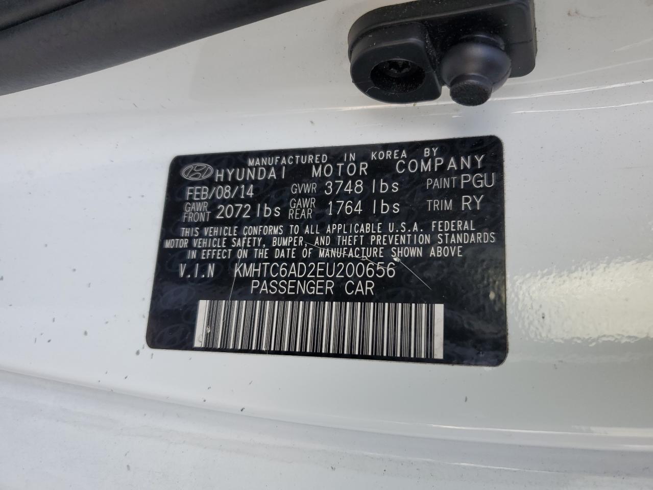 2014 Hyundai Veloster VIN: KMHTC6AD2EU200656 Lot: 67193654