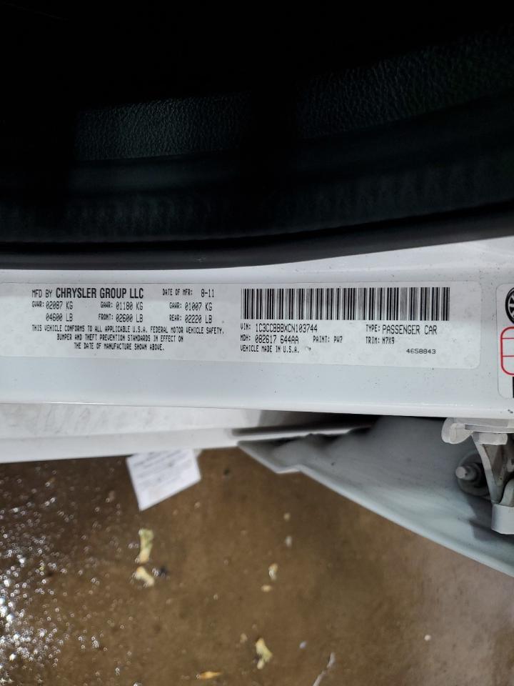 2012 Chrysler 200 Touring VIN: 1C3CCBBBXCN103744 Lot: 67044144