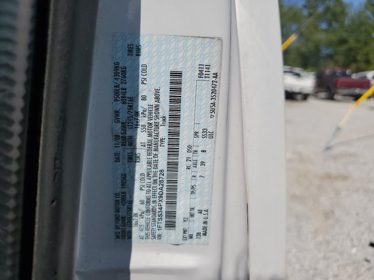 2009 Ford Econoline E350 Super Duty Van VIN: 1FTSS34PX9DA28728 Lot: 68966324