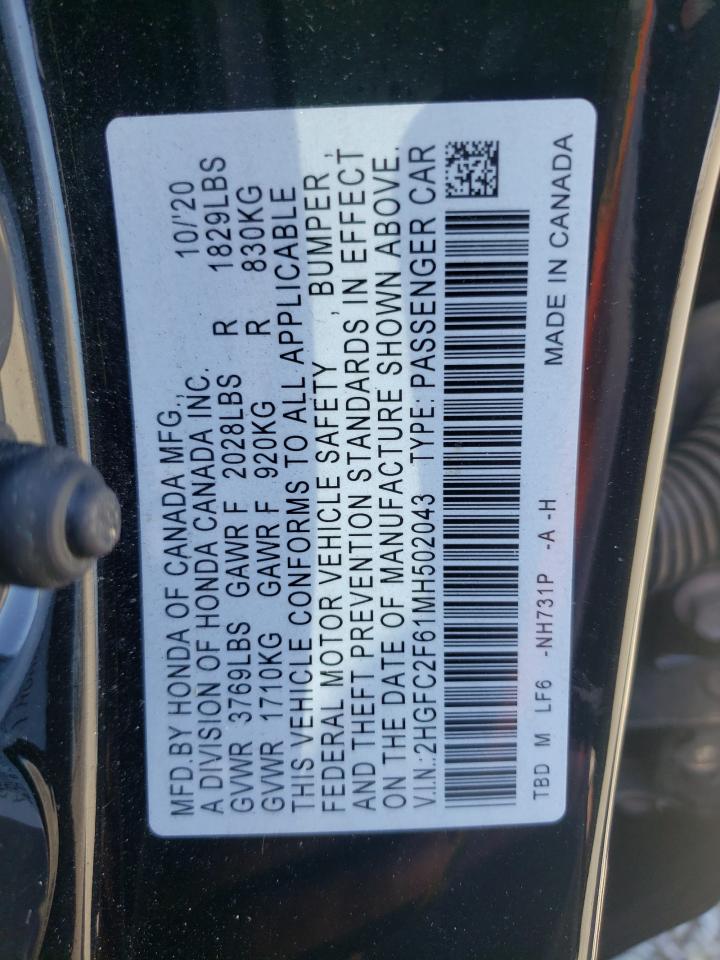 2HGFC2F61MH502043 2021 HONDA CIVIC - Image 13