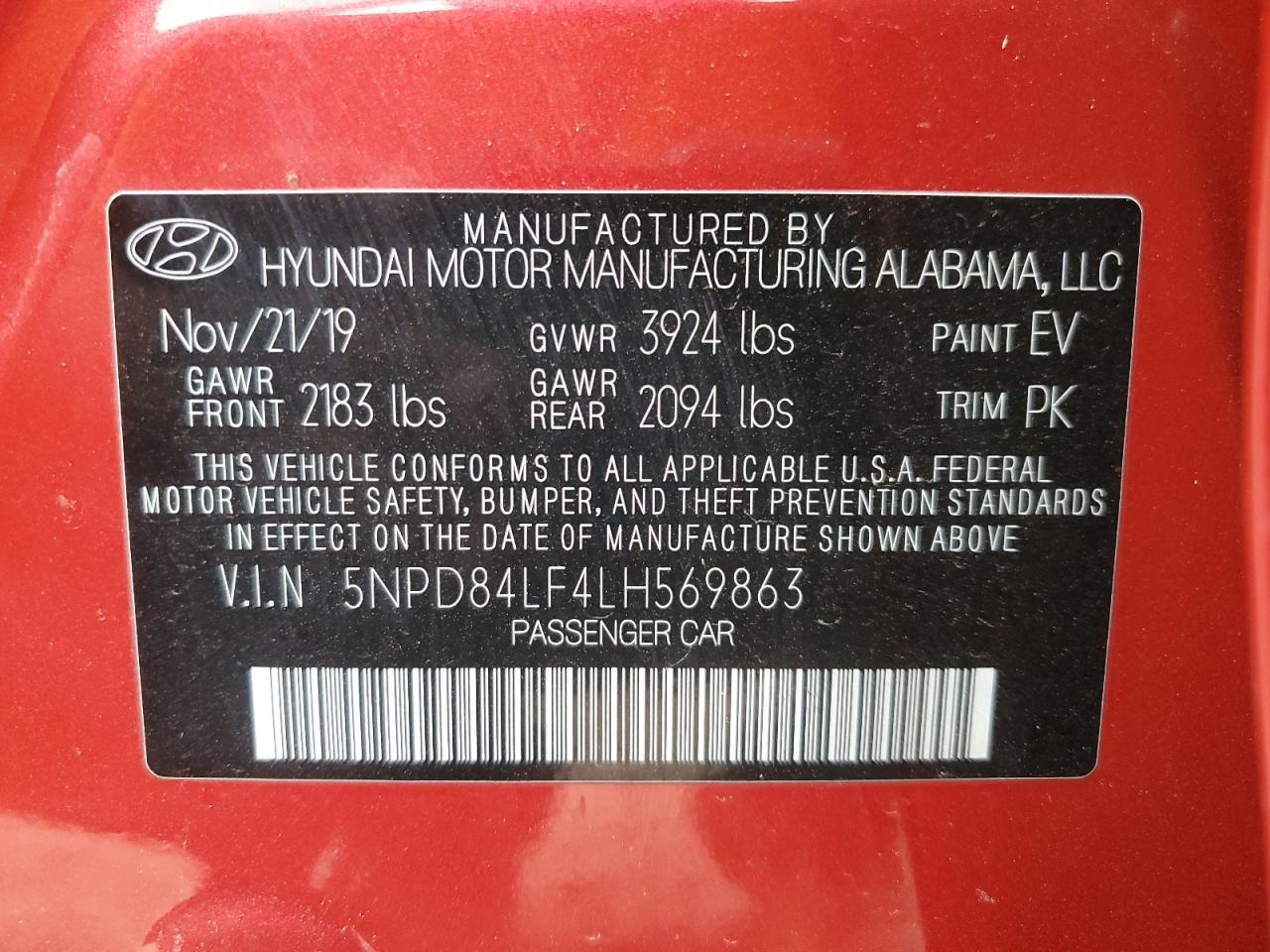 2020 Hyundai Elantra Sel VIN: 5NPD84LF4LH569863 Lot: 69303204