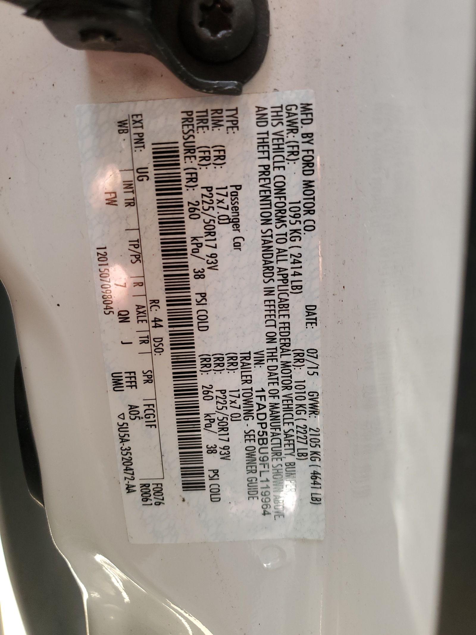 1FADP5BU9FL119964 2015 Ford C-Max Sel