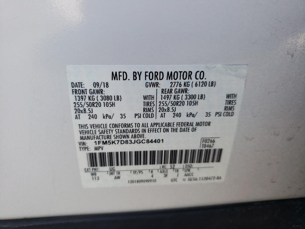 2018 Ford Explorer Xlt VIN: 1FM5K7D83JGC84401 Lot: 65449944