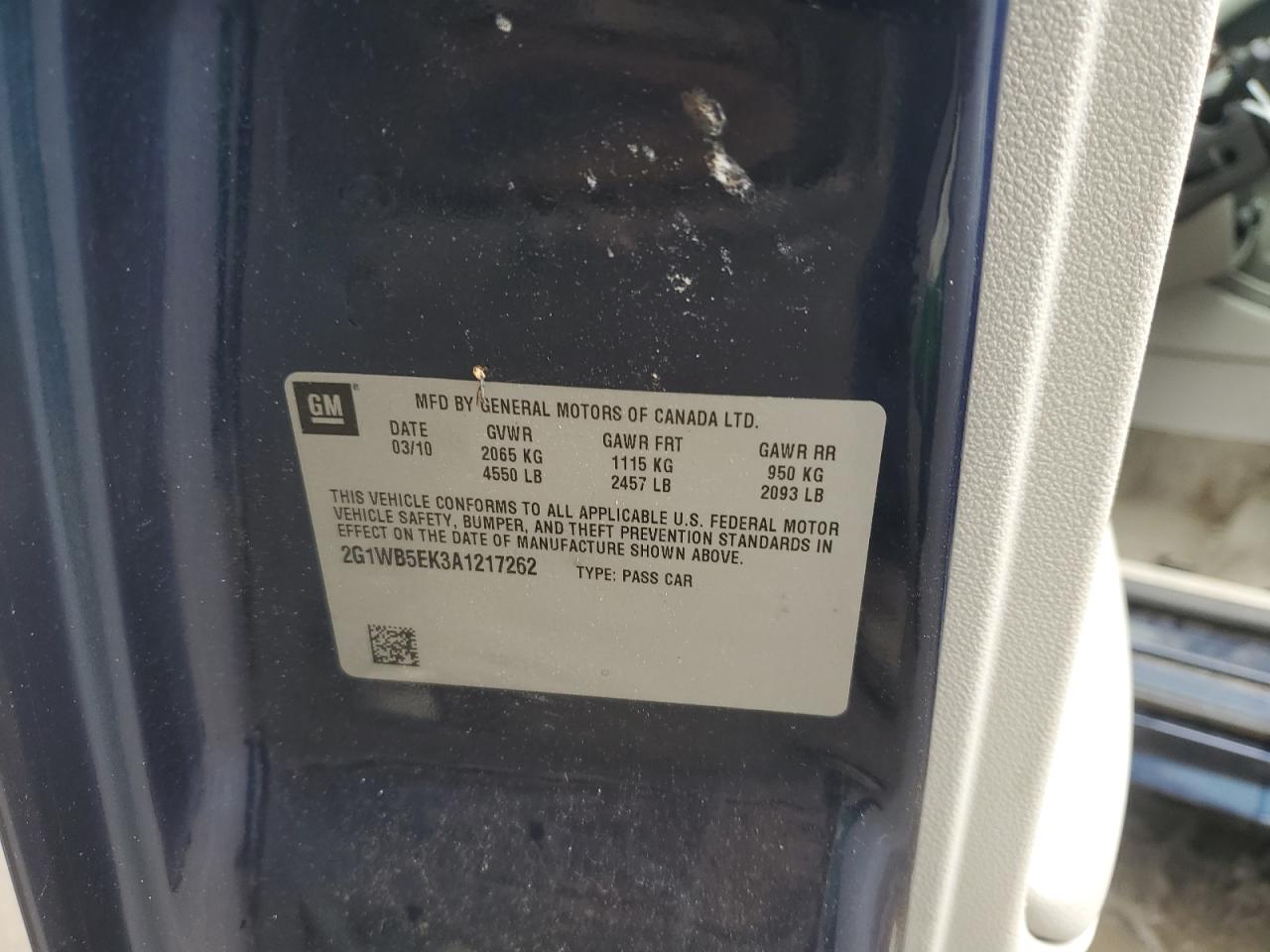 2010 Chevrolet Impala Lt VIN: 2G1WB5EK3A1217262 Lot: 68262744