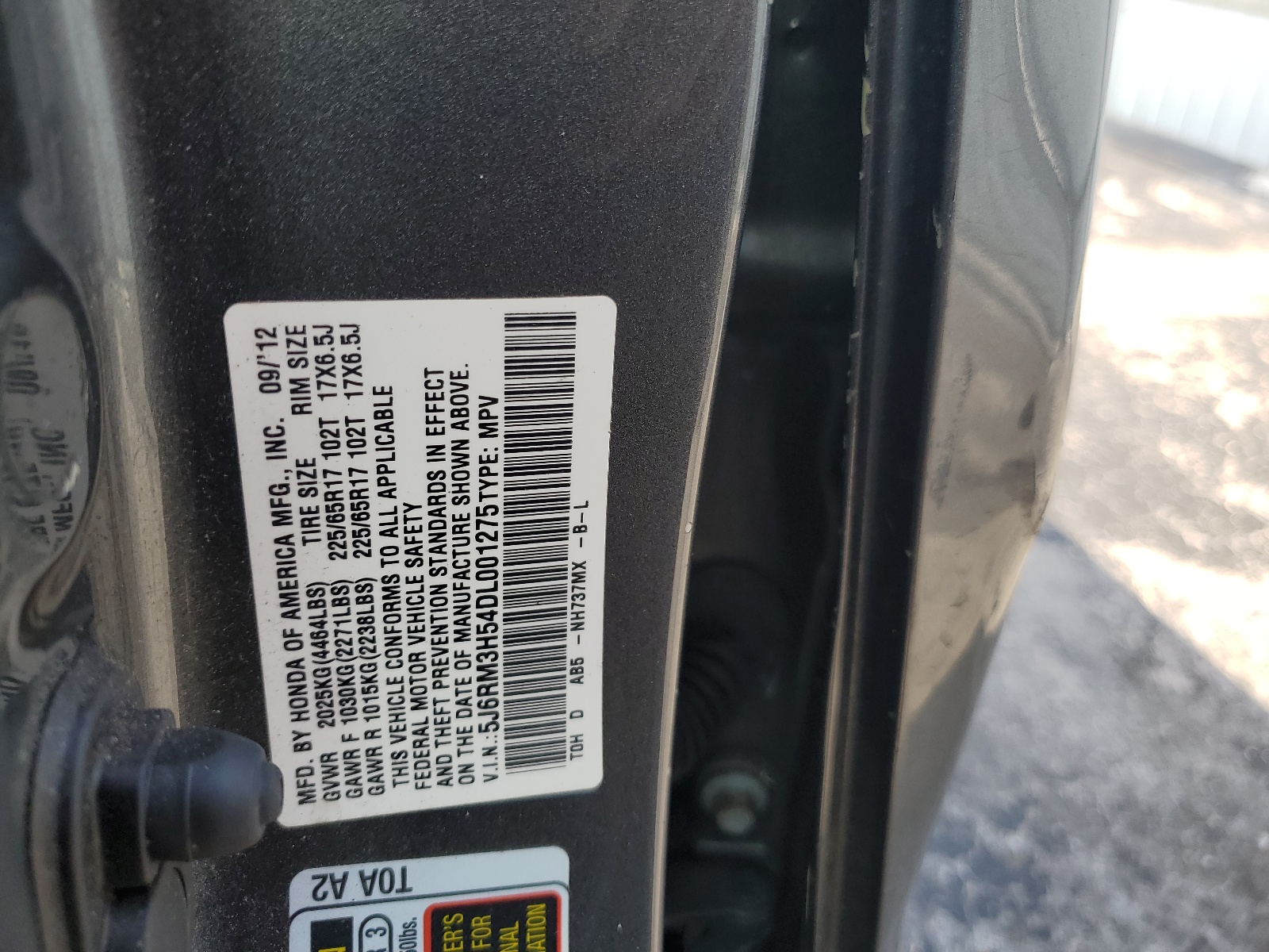 5J6RM3H54DL001275 2013 Honda Cr-V Ex