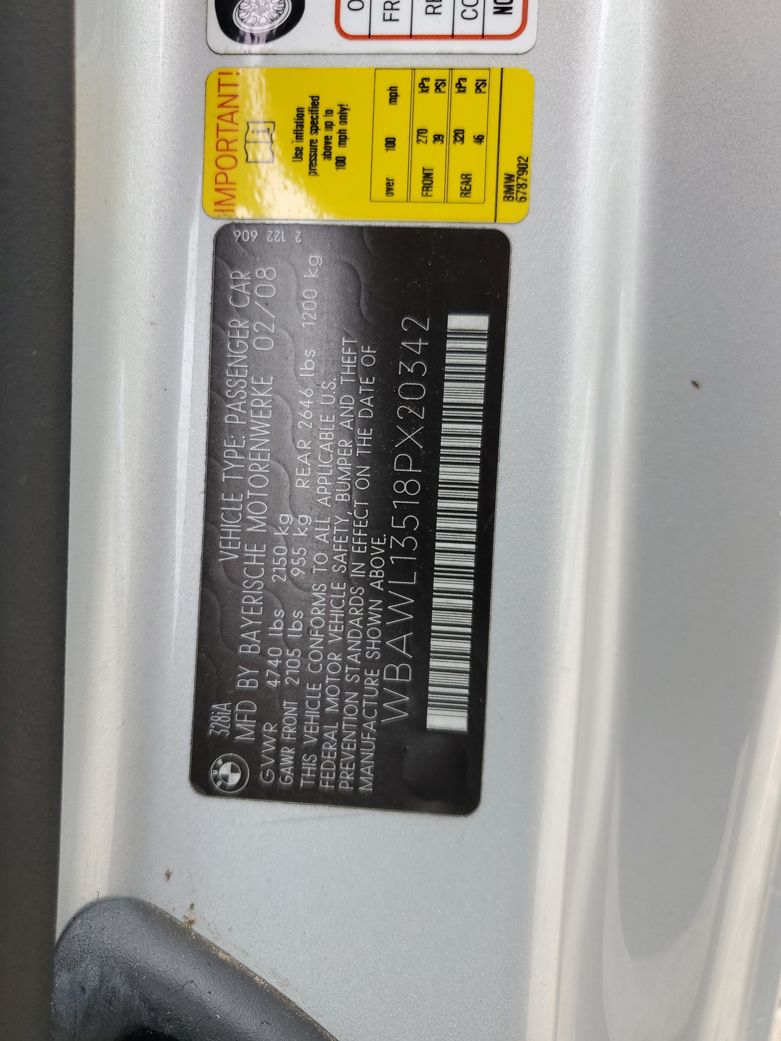 WBAWL13518PX20342 2008 BMW 328 I