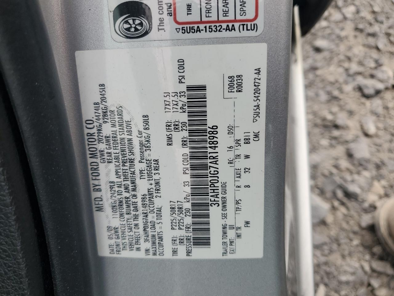 2010 Ford Fusion Sel VIN: 3FAHP0JG7AR148986 Lot: 65514234