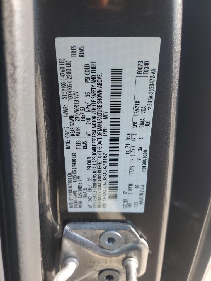 2016 Ford Escape Titanium VIN: 1FMCU0J93GUA70167 Lot: 65707714