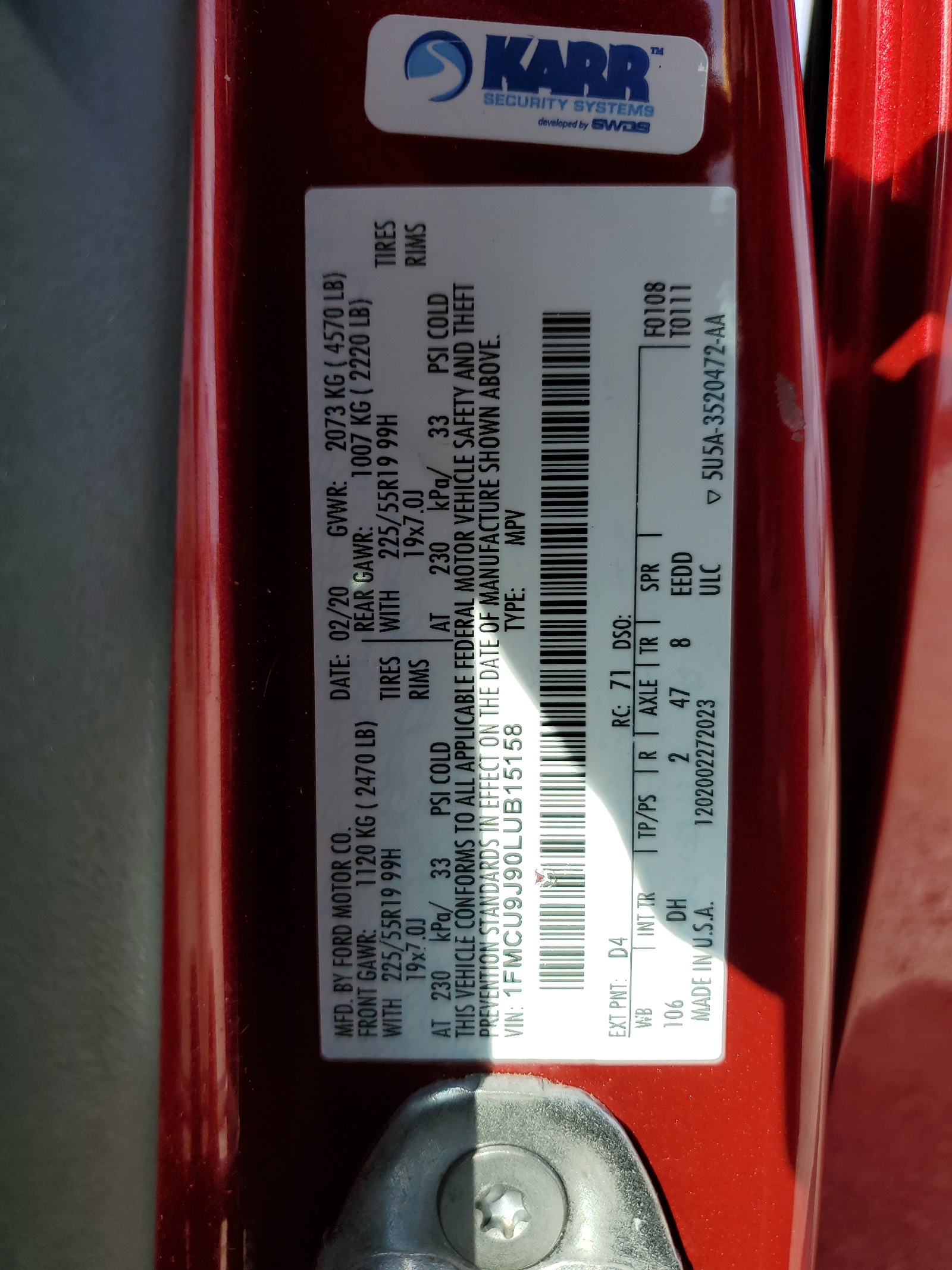 1FMCU9J90LUB15158 2020 Ford Escape Titanium