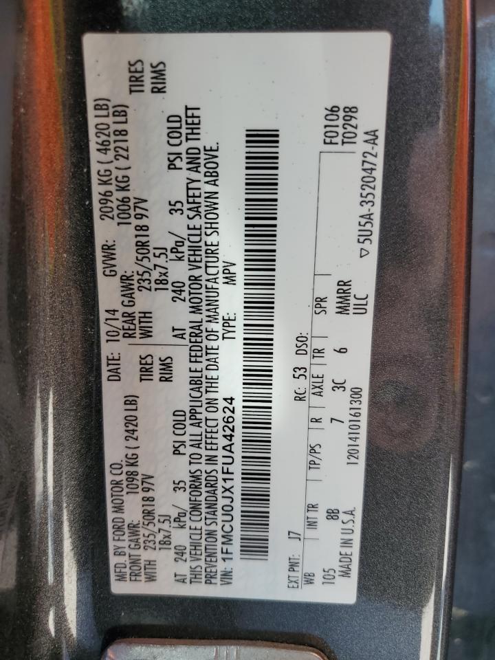 2015 Ford Escape Titanium VIN: 1FMCU0JX1FUA42624 Lot: 66365864