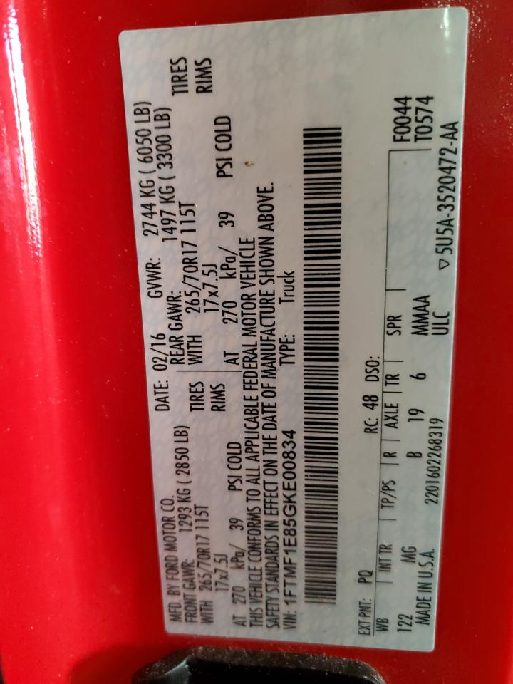 1FTMF1E85GKE00834 2016 Ford F150