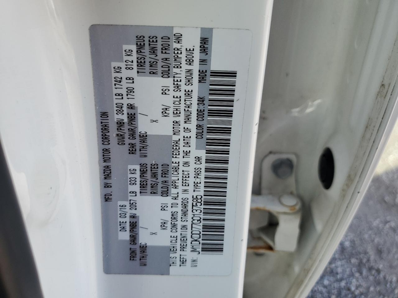 2016 Mazda Cx-3 Grand Touring VIN: JM1DKDD77G0137585 Lot: 65628114