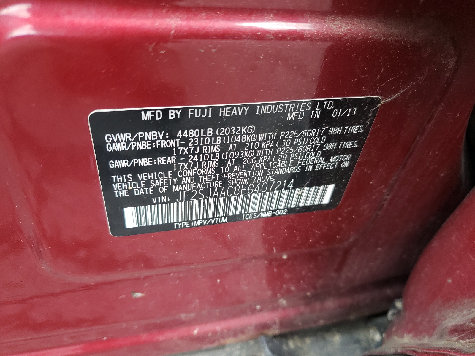 JF2SJAAC8EG407214 2014 Subaru Forester 2.5I