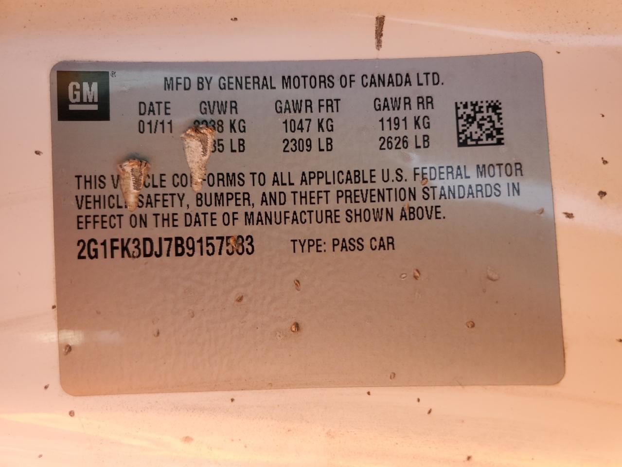 2011 Chevrolet Camaro 2Ss VIN: 2G1FK3DJ7B9157583 Lot: 66732044