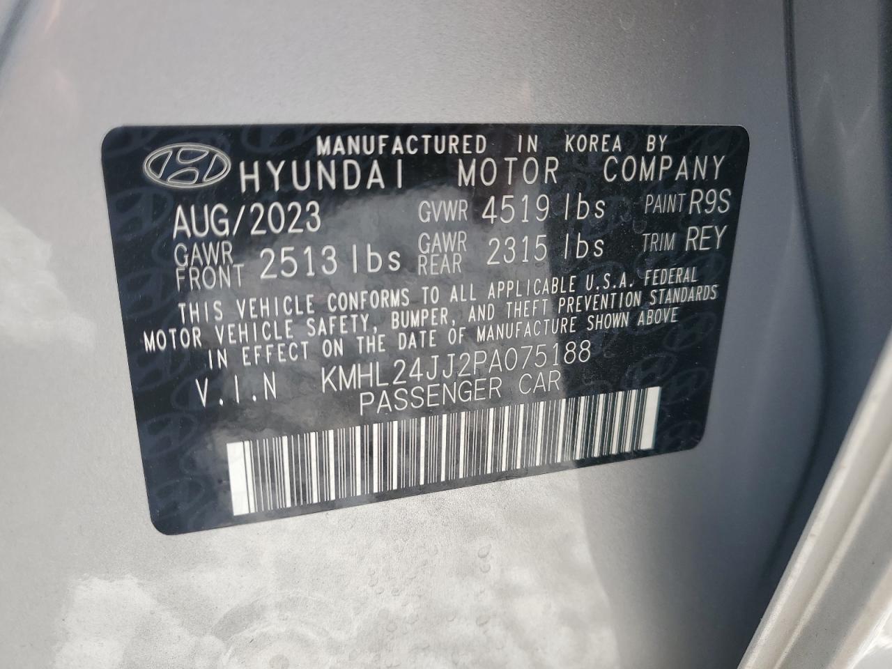 2023 Hyundai Sonata Hybrid VIN: KMHL24JJ2PA075188 Lot: 69446714