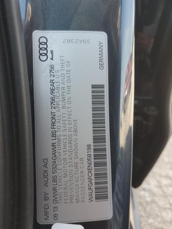 2014 Audi A6 Premium Plus VIN: WAUFGAFCXEN058198 Lot: 65041264