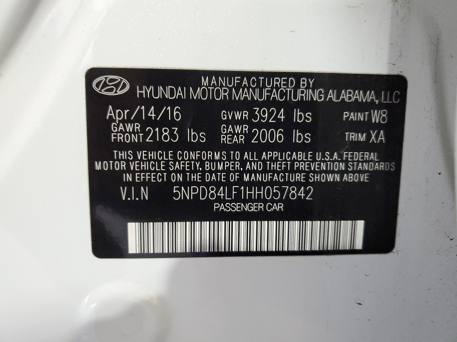 5NPD84LF1HH057842 2017 Hyundai Elantra Se