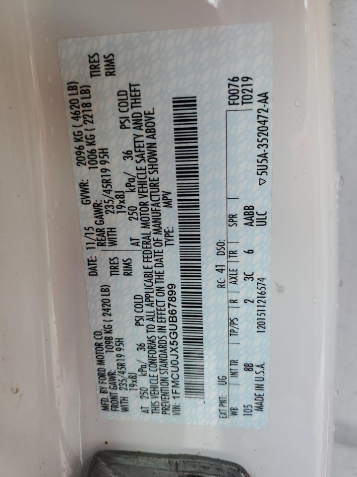 2016 Ford Escape Titanium VIN: 1FMCU0JX5GUB67899 Lot: 68061974