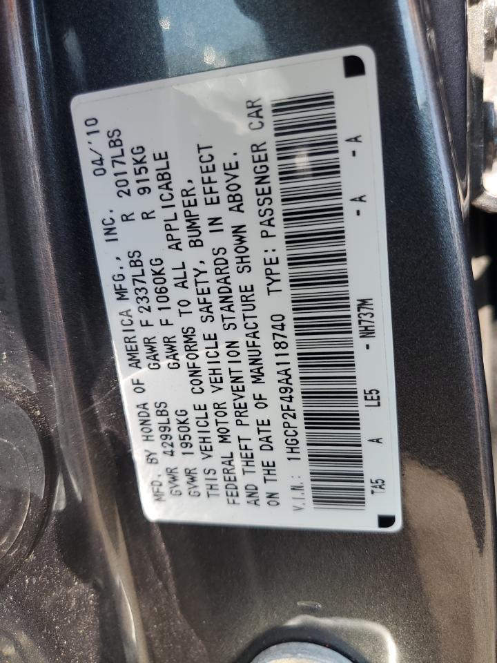 1HGCP2F49AA118740 2010 Honda Accord Lxp