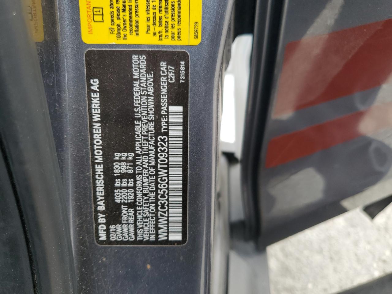 2016 Mini Cooper S Countryman VIN: WMWZC3C56GWT09323 Lot: 65989104