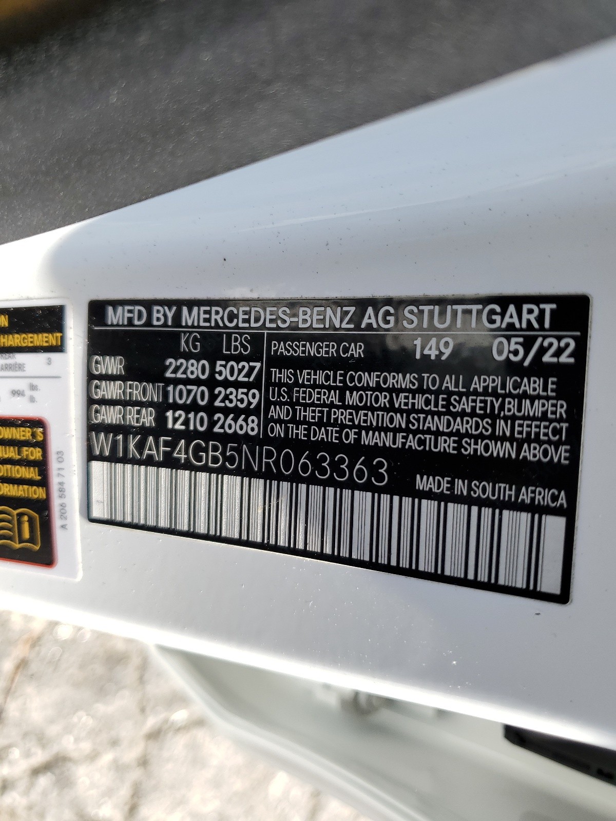 W1KAF4GB5NR063363 2022 Mercedes-Benz C 300