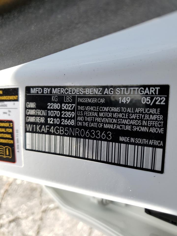 2022 Mercedes-Benz C 300 VIN: W1KAF4GB5NR063363 Lot: 67474754