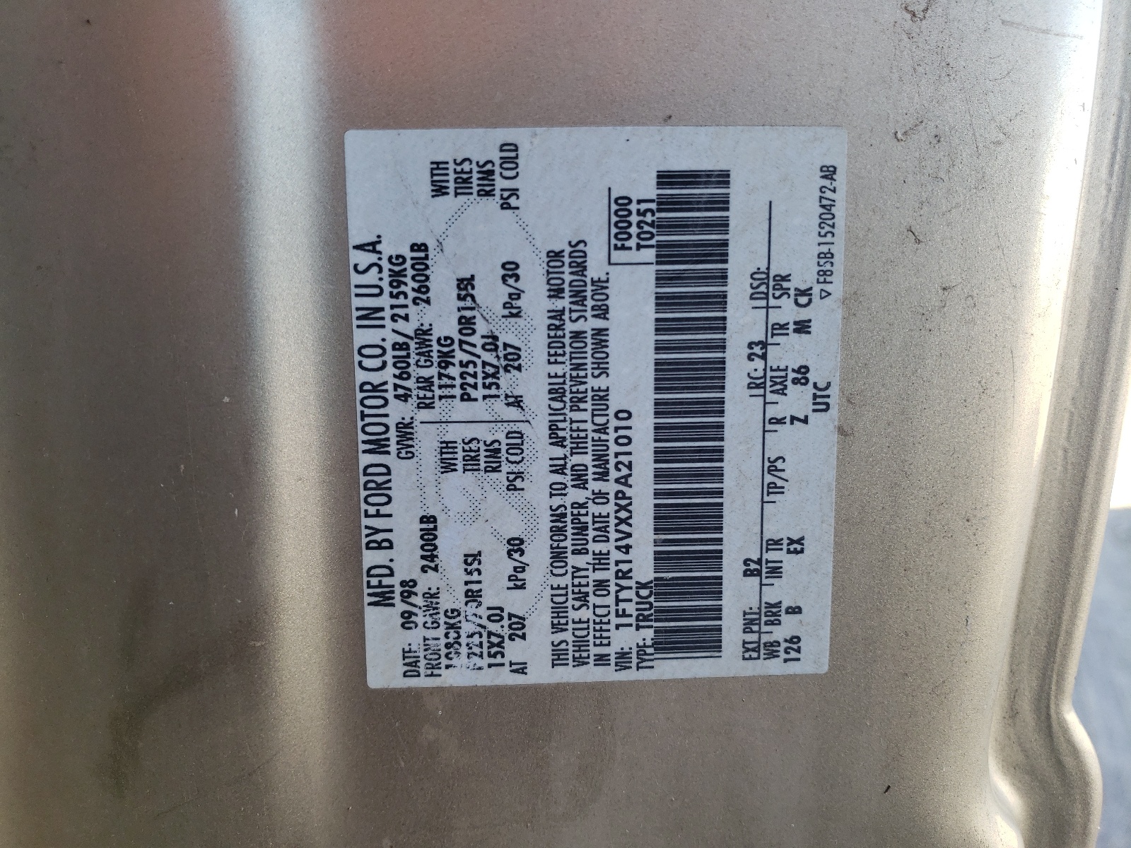 1FTYR14VXXPA21010 1999 Ford Ranger Super Cab