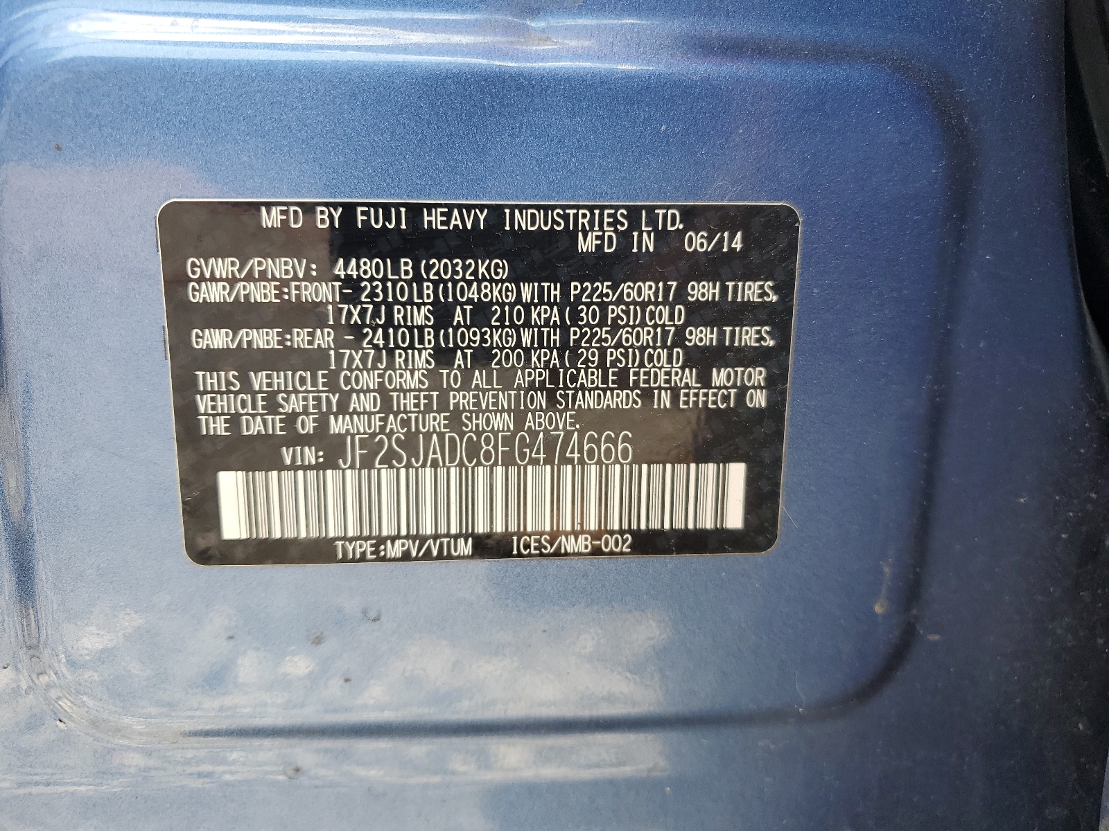 JF2SJADC8FG474666 2015 Subaru Forester 2.5I Premium