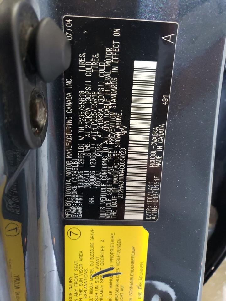 2004 Lexus Rx 330 VIN: 2T2HA31U64C035023 Lot: 65448504