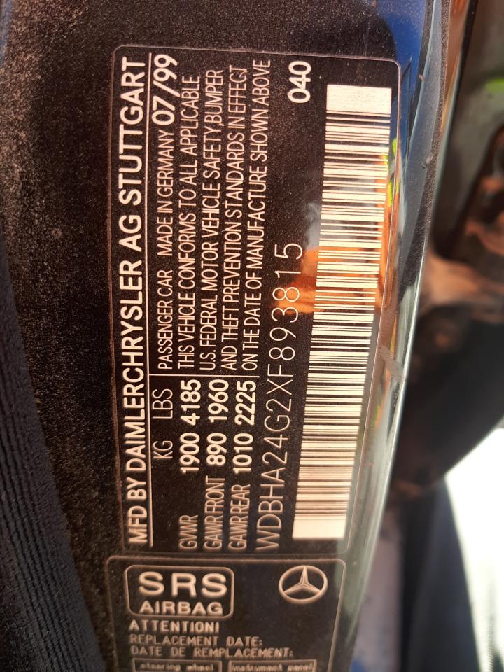 1999 Mercedes-Benz C 230 VIN: WDBHA24G2XF893815 Lot: 57170684