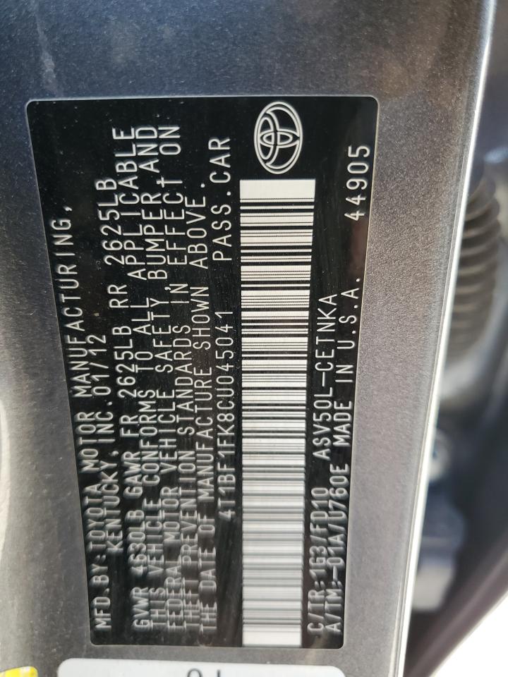 4T1BF1FK8CU045041 2012 Toyota Camry Base