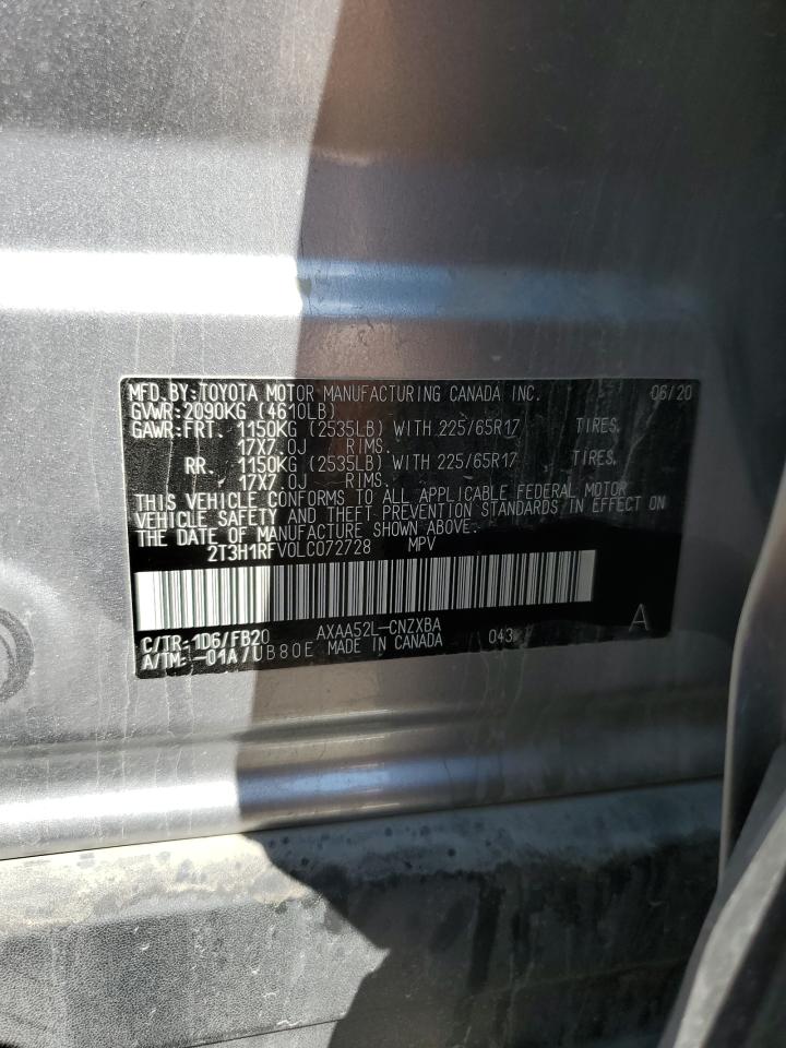 2020 Toyota Rav4 Le VIN: 2T3H1RFV0LC072728 Lot: 65928004